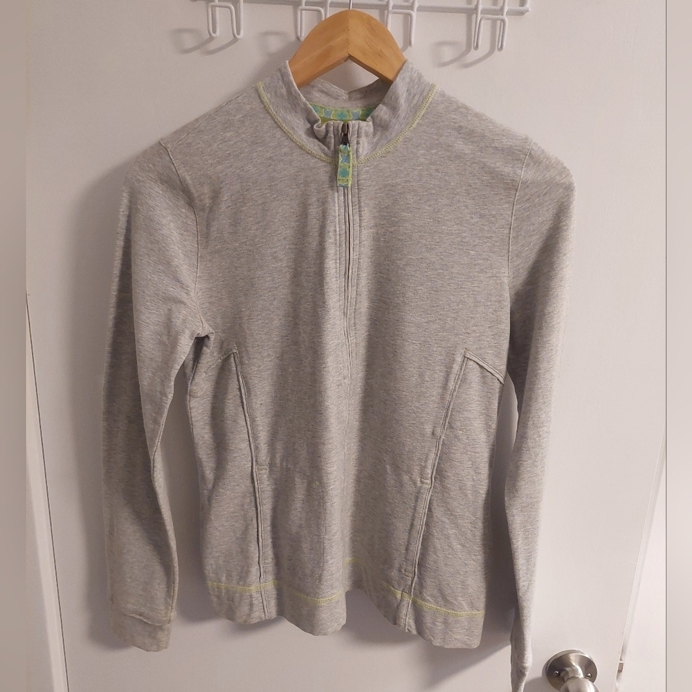 Sigrid Olsen Gray Jacket with Green Accents